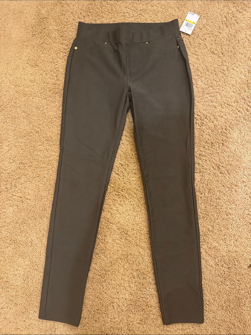 MICHAEL Michael Kors Olive Green Ponte Jeggings with Gold Studs